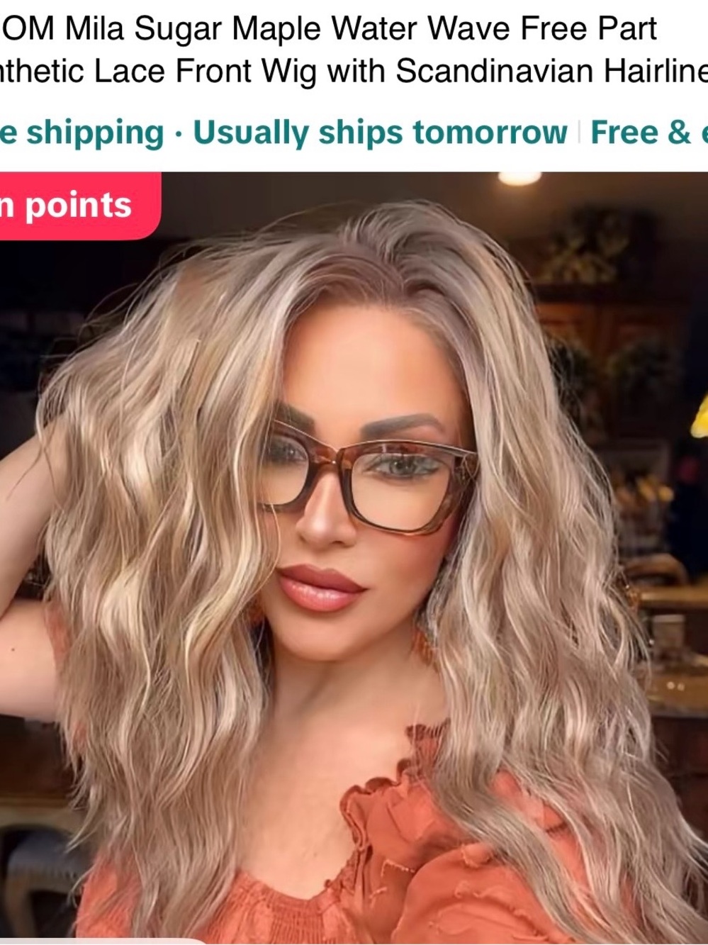 Mila Water Wave Lace Front Wig in Sugar Maple Blonde